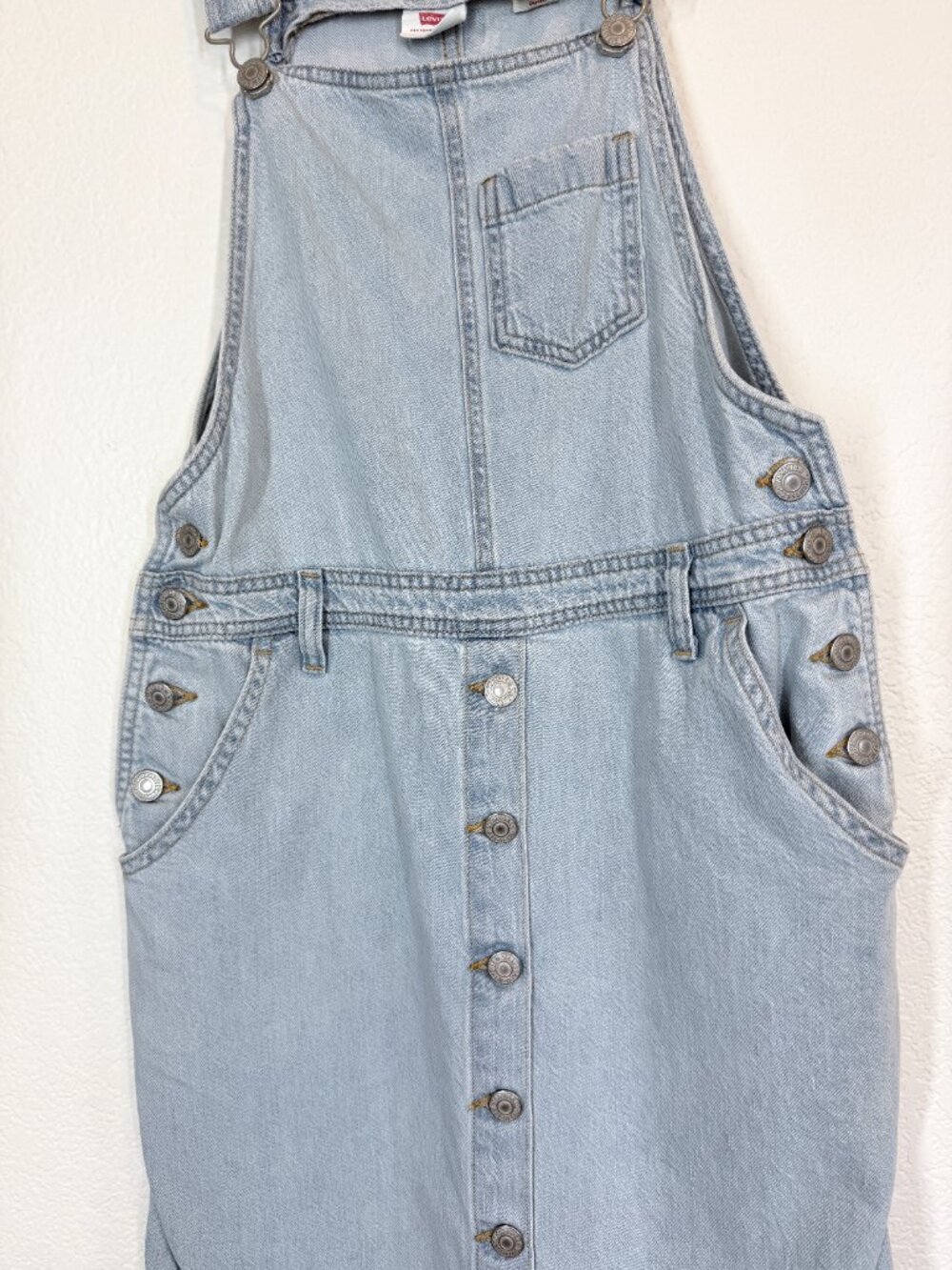 Levi's Denim Overall Dress Bib Jumper Pinafore Light Wash Y2K 90s Small - Picture 5 of 11